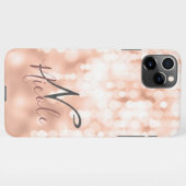 Girly Rose Gold Glittery Monogram iPhone Hülle (Rückseite (Horizontal))