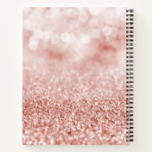Girly Rose Gold Glitzer Bokeh Luxe Monogram Notizblock (Rückseite)