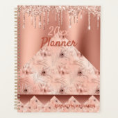 Girly Rose Gold Glitzer Geometric Name Planner Planer (Vorderseite)