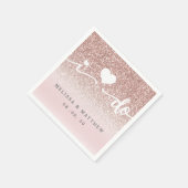 Girly Rose Gold Glitzer I Do Names Date Wedding Serviette (Ecke)