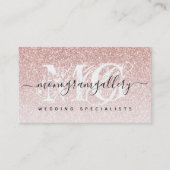 Girly Rose Gold Glitzer Luxe Glam Monogram Visitenkarte (Vorderseite)