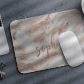 Girly Rose Gold Glitzer Marmor eleganter Skriptnam Mousepad