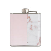 Girly Rose Gold Glitzer Marmor Monogramm Flachmann (Rückseite)