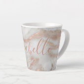 Girly Rose Gold Glitzer Marmorname personalisiert Milchtasse (Rechte Ecke)