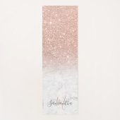 Girly Rose Gold Glitzer ombre Marmor mit Monogramm Yogamatte (Vorderseite)