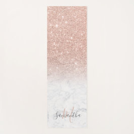 Girly Rose Gold Glitzer ombre Marmor mit Monogramm Yogamatte