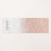 Girly Rose Gold Glitzer ombre Marmor mit Monogramm Yogamatte (Vorderseite (Horizontal))