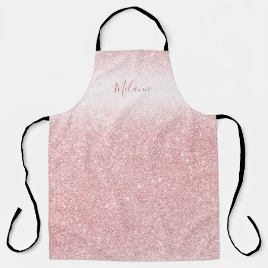 Girly Rose Gold Glitzer Ombre Personalisiert Schürze (Vorderseite)