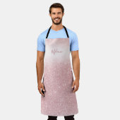 Girly Rose Gold Glitzer Ombre Personalisiert Schürze (Getragen)