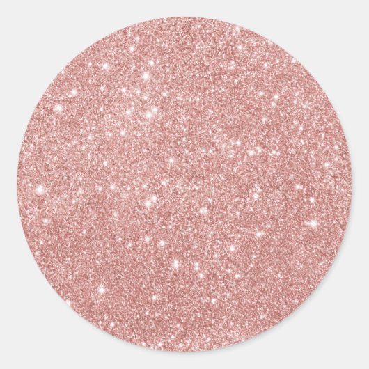 Girly Rose Gold Glitzer Runder Aufkleber (Vorderseite)