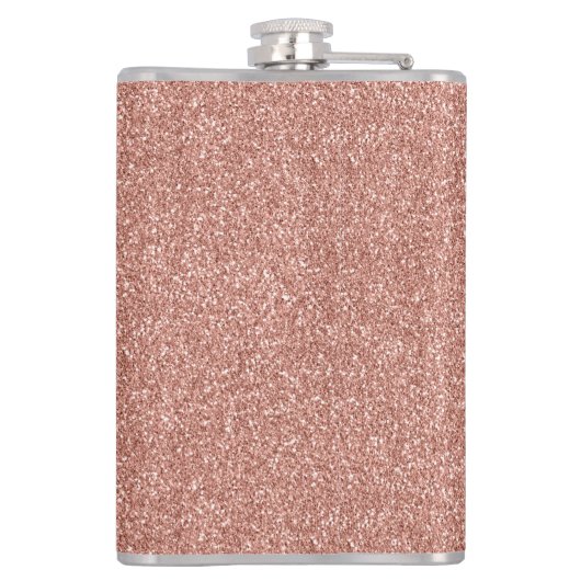 Girly Rose Gold Glitzer Sparkle Stilvolles Monogra Flachmann (Rückseite)