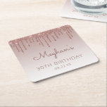 Girly Rose Gold Glitzer Tropfen 30. Geburtstag Par Rechteckiger Pappuntersetzer<br><div class="desc">Diese schicken,  gürlich 30. Geburtstag Party Papier-Untersetzer verfügen über eine funkelnd Rose Gold Imitate Glitzer Tropfen Rand und Rose Gold ombre Hintergrund. Personalisieren Sie sie mit dem Ehrengast in dunkler Rose Handschrift Drehbuch,  mit ihrem Geburtstag und Datum unten in Sans Serif Schriftart.</div>
