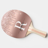 Girly Rose Gold Glitzer Tropfen Monogram Metal Tischtennis Schläger (Seitenansicht)