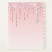 Girly Rose Gold Glitzer Tropfen Ombre Monogram 202 Planer (Rückseite)