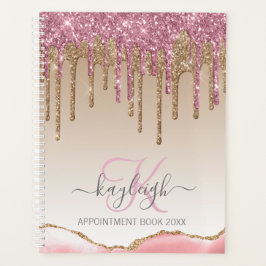 Girly Rose Gold Glitzer Tropfen Ombre Monogram 202 Planer