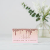 Girly, Rose Gold Glitzer Visitenkarte (Stehend Vorderseite)