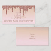 Girly, Rose Gold Glitzer Visitenkarte (Vorne/Hinten)