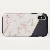 Girly Rose Gold Marmor Abstrakt Monogram Case-Mate iPhone Hülle (Rückseite (Horizontal))