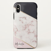Girly Rose Gold Marmor Abstrakt Monogram Case-Mate iPhone Hülle (Rückseite)