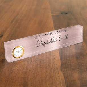 Girly Rose Gold Metallisch Namensplakette