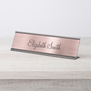 Girly Rose Gold Metallisch Schreibtischnamensplakette