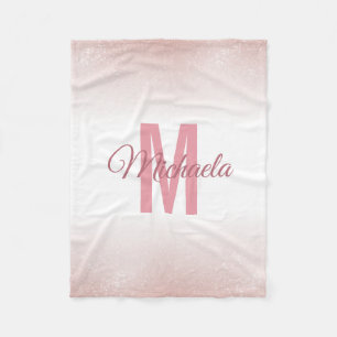 Girly Rose Gold Moderne schicke Monogram Elegant Fleecedecke