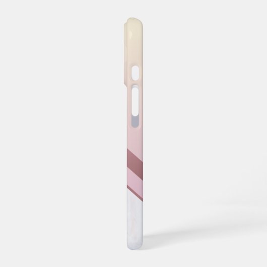 Girly Rose Gold Monogram Geometric Marble iPhone 16 Hülle (Linke Seite)