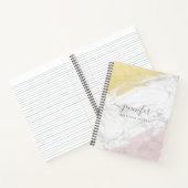 Girly Rose Gold Monogram Personalisiert Marble Notizblock (Innenseite)