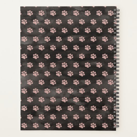 Girly Rose Gold Pawprints Planer (Rückseite)