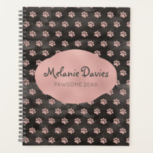 Girly Rose Gold Pawprints  Planer