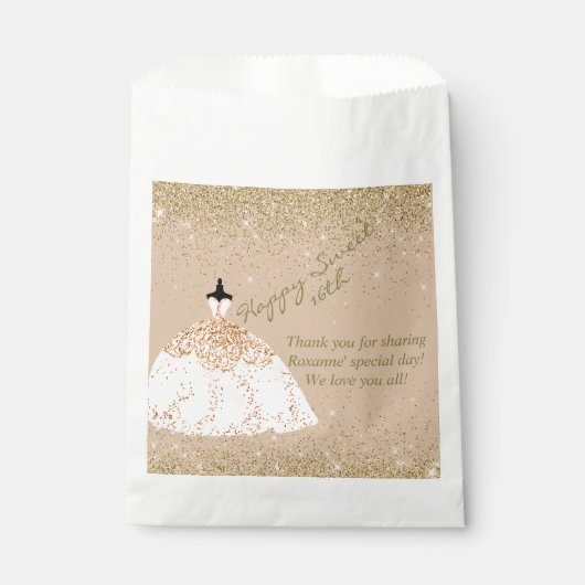 Girly Rose Gold Personalisiert Sweet 16. Geburtsta Geschenktütchen (Vorderseite)