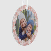 Girly Rose Gold Snowflake Merry und Helles Foto Ornament (Vorderseite)