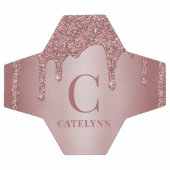 Girly Rose Gold Sparkle Dripping Glitter Monogram Fußball (Flach)