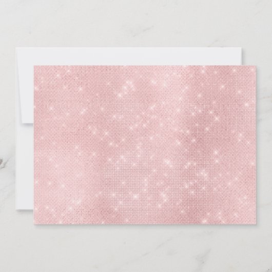 Girly Rose Gold Sparkle Unicorn Kinderdusche Einladung (Rückseite)