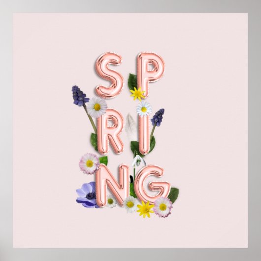 Girly Rose Gold Trendy Blume SPRING Poster (Vorne)