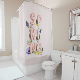 Girly Rose Gold Trendy Blume SPRING Typografie Duschvorhang