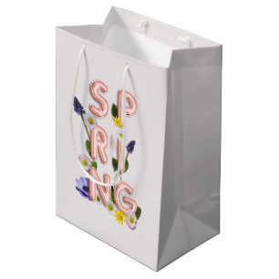 Girly Rose Gold Trendy Blume SPRING Typografie Mittlere Geschenktüte