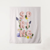 Girly Rose Gold Trendy Blume SPRING Typografie Wandteppich (Vorderseite)