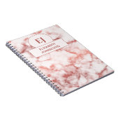 Girly Rose Gold und White Marble Mit Monogramm Gla Notizblock (Rechte Seite)