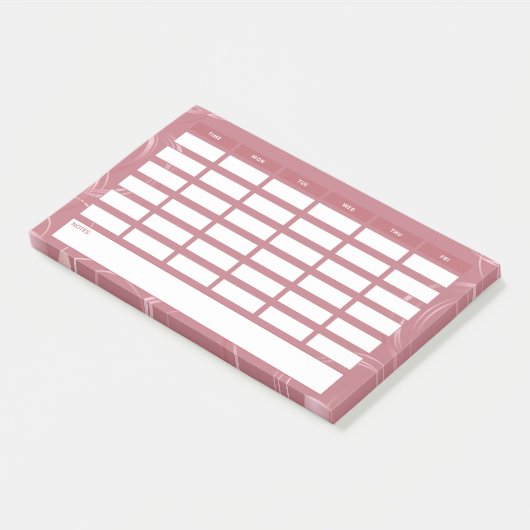 Girly Rose Gold Weekly School Programm Post-it Klebezettel (angewinkelt)