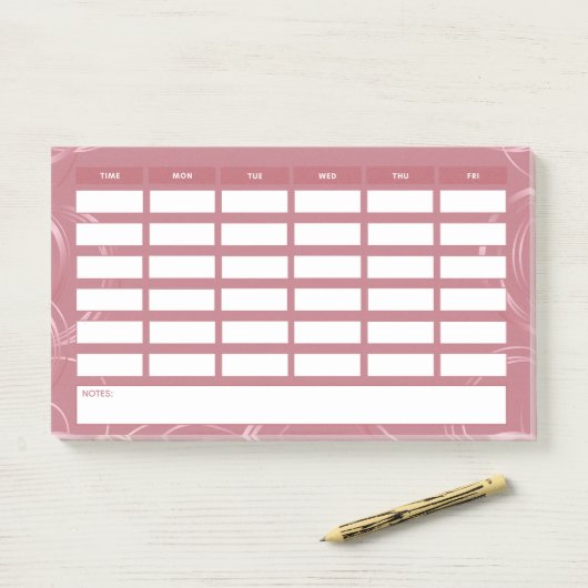 Girly Rose Gold Weekly School Programm Post-it Klebezettel (Auf Schreibtisch)