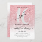 Girly Rose Gold White Glitzer Ombre Sweet 16 Einladung (Vorne/Hinten)