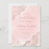 Girly Rose Goldblume Glitzer Konfetti Süß 16 Einladung (Vorderseite)