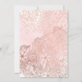 Girly Rose Goldblume Glitzer Konfetti Süß 16 Einladung (Rückseite)