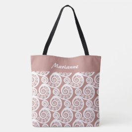 Girly Rose Pink Abstrakte Fern Blätter Name Tote B Tasche