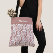 Girly Rose Pink Abstrakte Fern Blätter Name Tote B Tasche (Von Nahem)