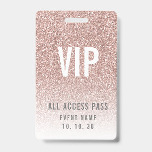 Girly Rose Pink Glitter weiblicher VIP-Zugang Even Ausweis