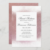 Girly Rose Rosa Weißer Glitzer Staubabsaugung Süß  Einladung (Vorne/Hinten)