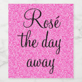 Girly Rosé The Day Away Hot Pink Glitzer Sparkone Weinetikett (Einzelnes Label)