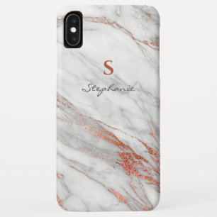 Girly Roségold Glitter & Weiß Monogramm Case-Mate iPhone Hülle